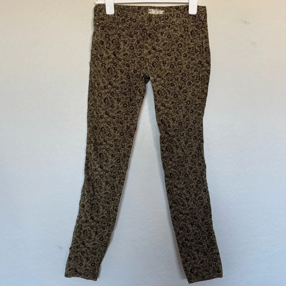 Free People Ditsy Floral Corduroy Cord Trouser Skinny Pants size 27